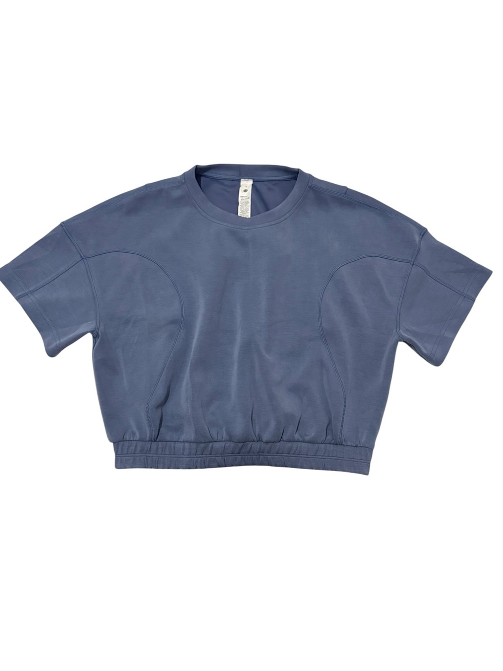 Lululemon Cates Tee Shirt Relaxed Fit Cropped Pima Cotton Women’s Size 8 Blue